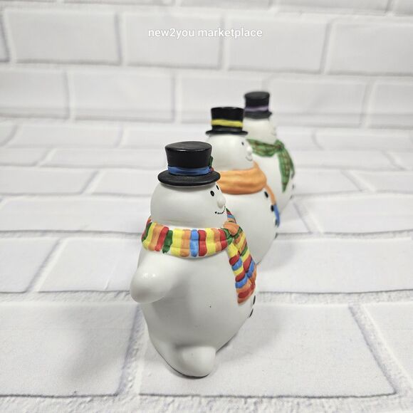 Dept 56 Ceramic Snowmen Figure Figurine  Christmas Holiday Hand Painted Colorful - Picture 5 of 16